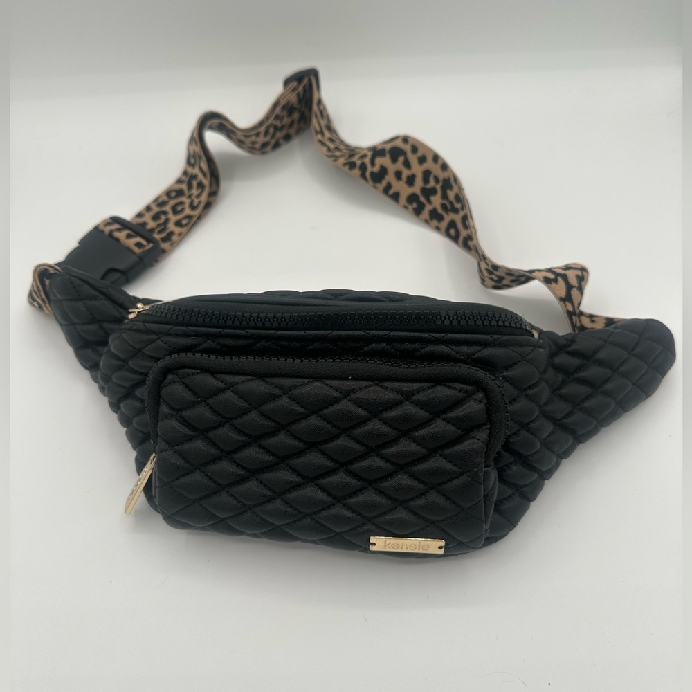Kensie Black Quilted Fanny Pack w/ Leopard Strap – EUC ♥️ - Picture 8 of 17